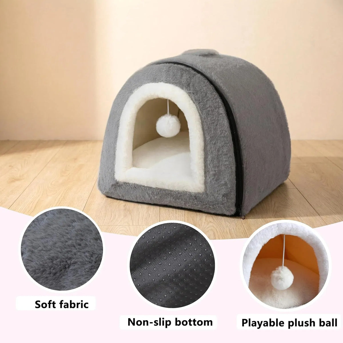 Cat Bed For Indoor Cats Foldable Cat Cave Anti-Slip Water-Resistant Bottom Cat Houses For Indoor Cats Or Small Dogs Kitt
