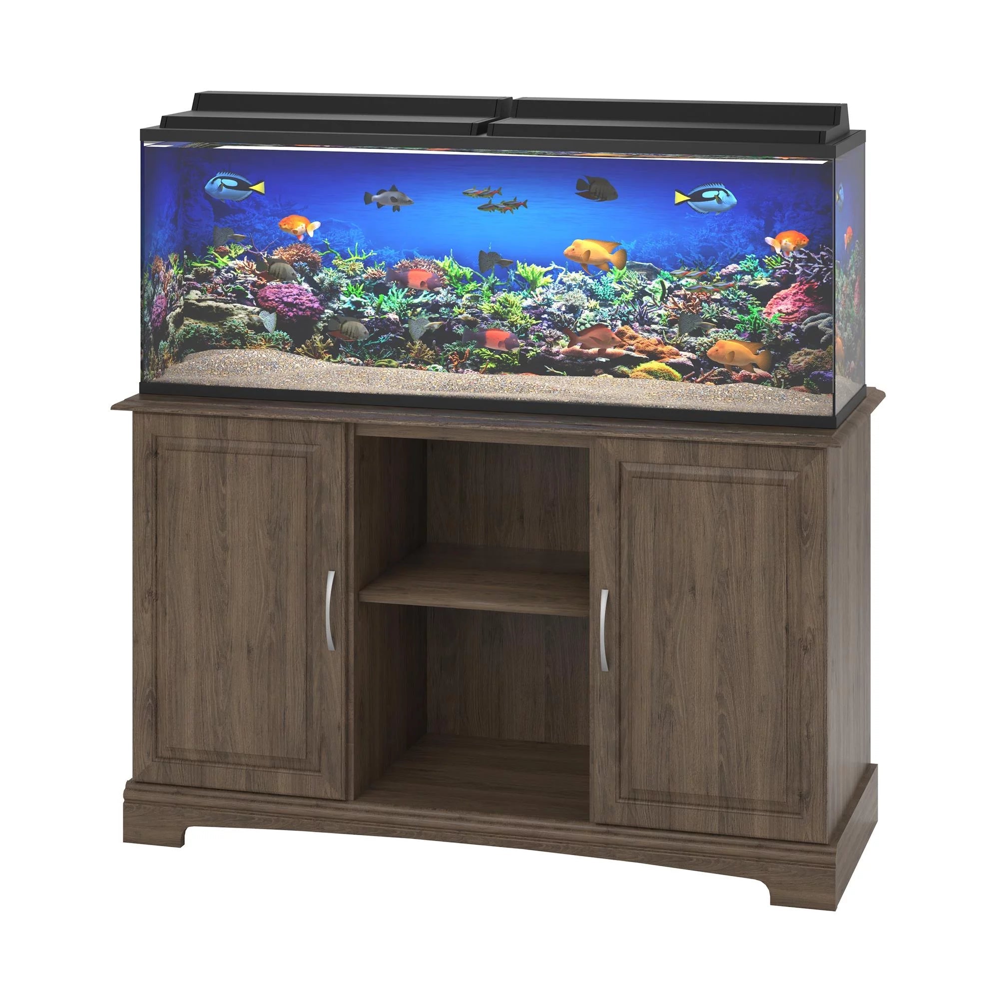 Alta Vista 50 - 75 Gallon Aquarium Stand, Rustic Oak - BIG FRENCHIES