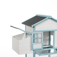 Large Wooden Chicken Coop with Double Nesting Boxes, Outdoor Walk-In Chicken Run with Waterproof Asphalt Roof, Fir Wood 