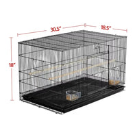 30.5'' Metal Cage with Wood Perches for Small birds, Black