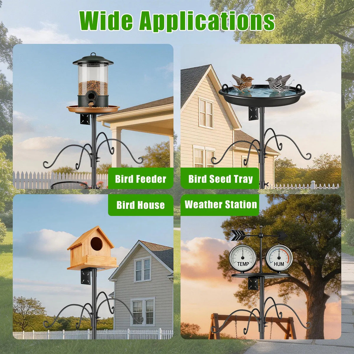 94Inch Squirrel Proof Bird Feeder Pole Heavy-Duty Bird House Pole Outdoor Bird Feeding Station with 5 Adjustable Heights