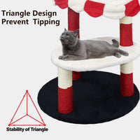 Cat Tree with Cozy Perch & Scratching Posts - Red & White Design Multi-Level Cat Furniture for Kittens/Cats to Climb, Re
