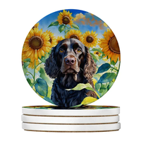Silky Terrier Spring Path Large Sandstone Coasters Pack Of 4 Absorbent Round Coasters Decor Gifts For Men Or Women, 4 In