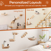 Cat Wall Furniture Set Of 4 With Hammock 2-step Cat Tree And Perch
