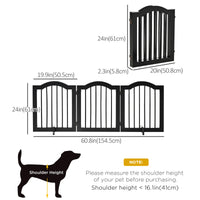 24"H Foldable Dog Gate, 3 Panels Freestanding Pet Gate Barriers Indoor with Support Feet, Puppy Fence for Small Dogs, Bl