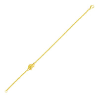 14k Yellow Gold Chain Bracelet with Polished Knot
