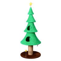 59in Large Tall Christmas Tree Cat Tower With 2 Cat Condos & Scratching Post, Soft Fleece Cat Tree With Teaser Toy & Stu
