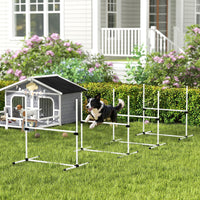 4 Piece Dog Agility Training Equipment for Dog Agility Course with Adjustable Height Jump Bars, Included Carry Bag, & Di