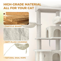 68in Tall Multi-Level Green Cat Tree with Hammocks, Hanging Basket, Cat Cave, Removeable Cushion, Scratching Posts - Plu