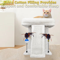 Cozy Beige Cat Tree with Condo, Scratch Post, Hammock & Fun Hanging Balls for Your Feline Friends - BIG FRENCHIES
