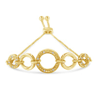10K Yellow Gold over .925 Sterling Silver Diamond Accented Graduated Infinity Open Circle 6â€-9â€ Adjustable Bolo Bracelet (H-I Color, I2-I3 Clarity)