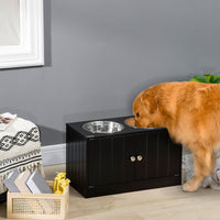 Large Elevated Dog Bowls with Storage Cabinet Containing Large 44L Capacity, Raised Dog Bowl Stand Pet Food Bowl Pet Fee
