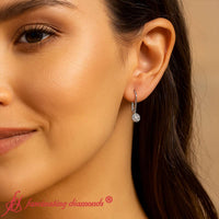 Lever Back Bezel Set Round Diamond Earrings
