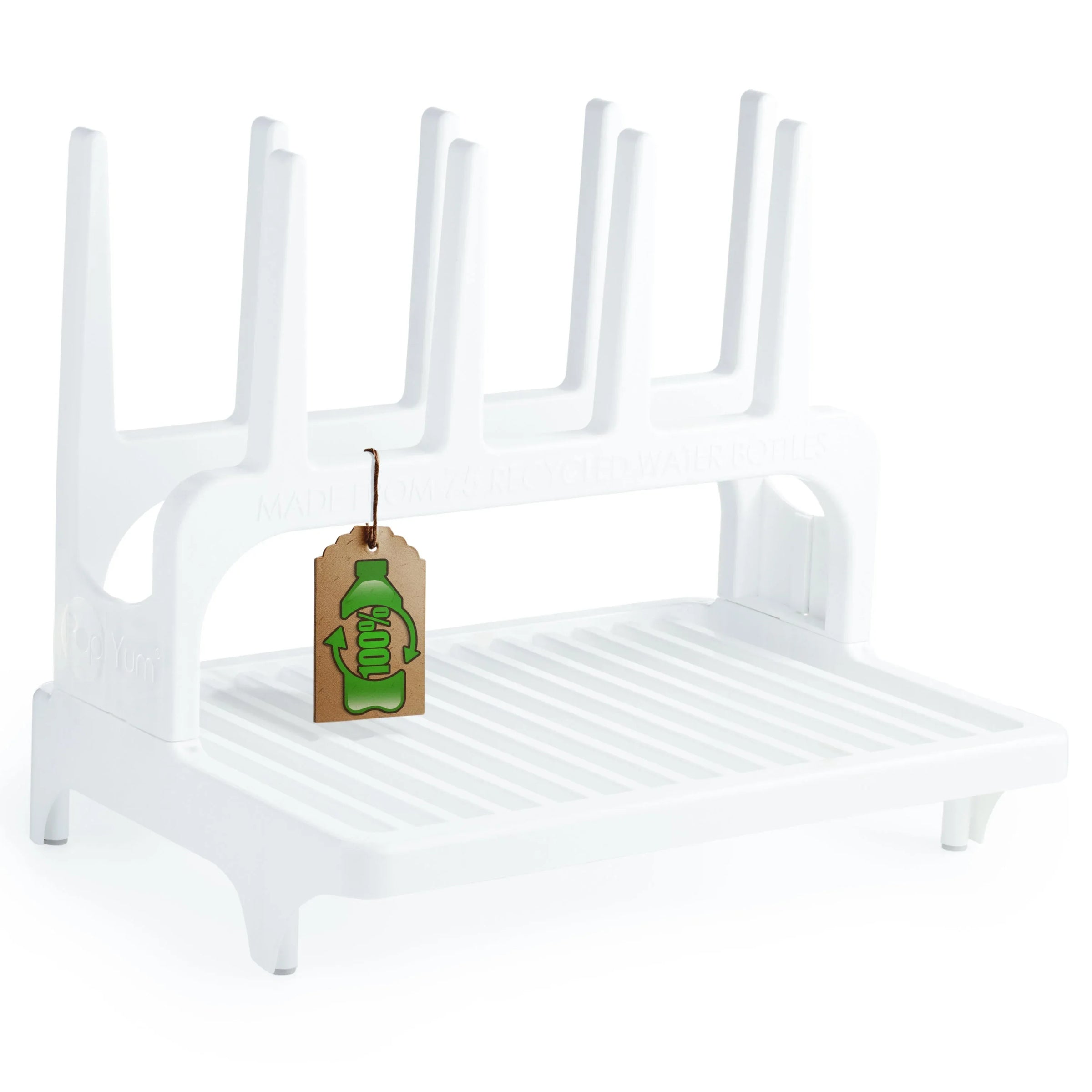 PopYum Glacier White Space Saving Drying Rack from 100% Recycled Bottles, countertop for Baby Bottles, Plastic Bags, Cups, Glass, tumblers, Compact - BIG FRENCHIES