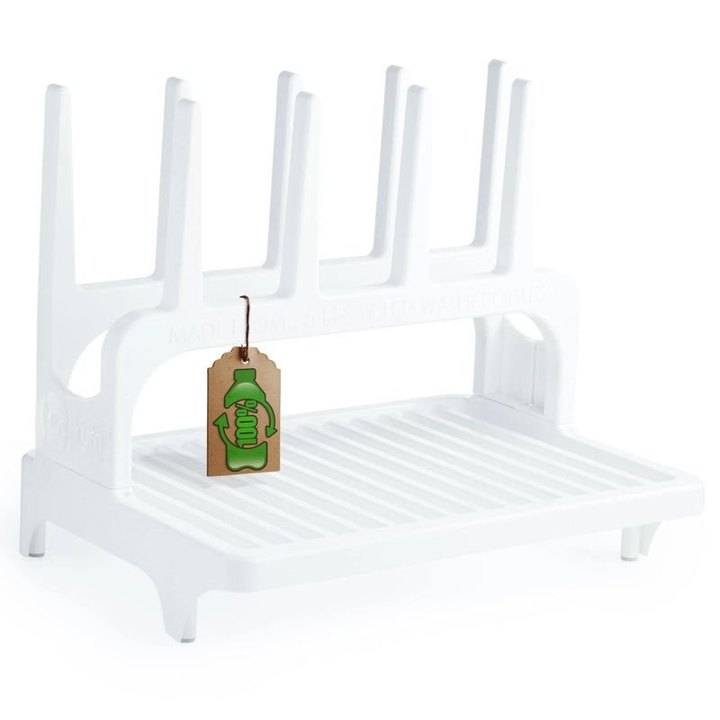 PopYum Glacier White Space Saving Drying Rack from 100% Recycled Bottles, countertop for Baby Bottles, Plastic Bags, Cups, Glass, tumblers, Compact - BIG FRENCHIES