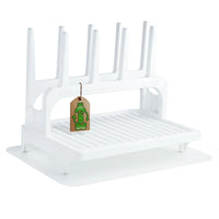 PopYum Glacier White Drying Rack from 100% Recycled Bottles with Silicone Drying Mat, countertop for Baby Bottles, Plastic Bags, Cups, Compact - BIG FRENCHIES