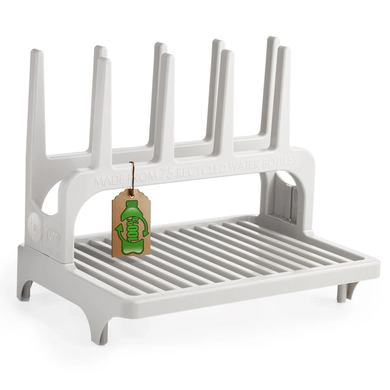PopYum Seattle Gray Space Saving Drying Rack from 100% Recycled Bottles, countertop for Baby Bottle, Plastic Bags, Cups, Glass, tumblers, Compact - BIG FRENCHIES