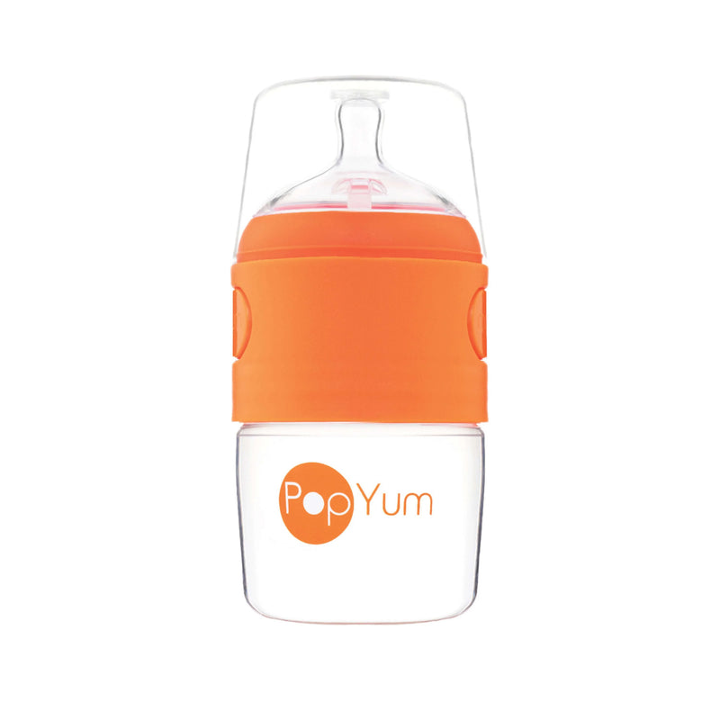 PopYum 5oz Anti-Colic Baby Bottle for Breast and Formula Feeding, Orange, #1 Slow Flow Nipple - BIG FRENCHIES