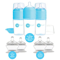 PopYum Blue 7 Piece Bundle: 9oz Bottle 3-Pack + 2 Nipple 2-Packs - BIG FRENCHIES