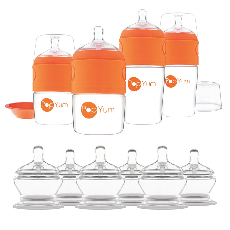 PopYum Orange 10 Piece Bundle: Bottle Set + 3 Nipple 2-Packs - BIG FRENCHIES