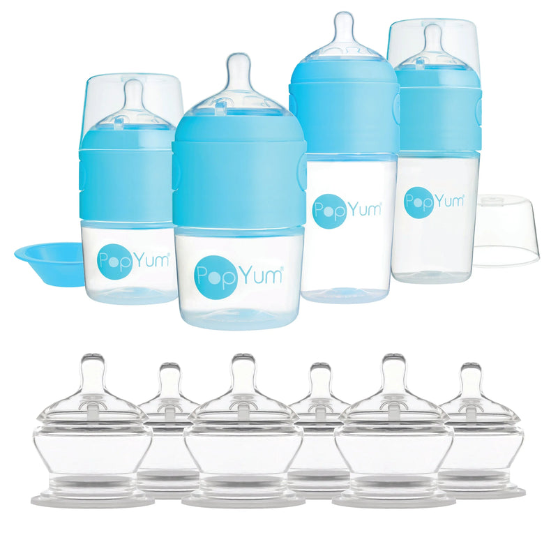 PopYum Blue 10 Piece Bundle: Bottle Set + 3 Nipple 2-Packs - BIG FRENCHIES