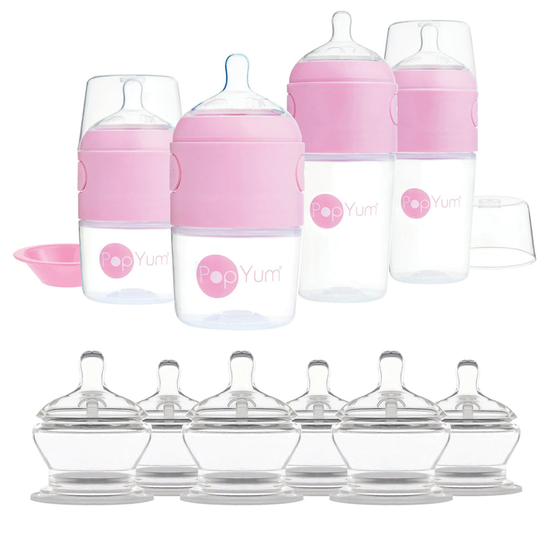 PopYum Pink 10 Piece Bundle: Bottle Set + 3 Nipple 2-Packs - BIG FRENCHIES