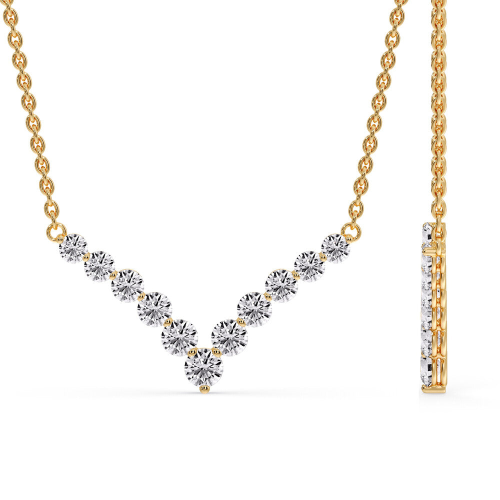 Round Graduated V-Necklace