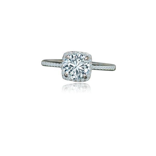 1CT Round Moisanite Halo Engagement 14K Gold Ring. 635R202K