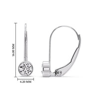 Lever Back Bezel Set Round Diamond Earrings