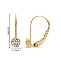 Lever Back Bezel Set Round Diamond Earrings