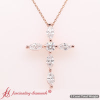 1 Ct. Marquise Diamond Cross Pendant