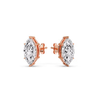 6 Prong Marquise Diamonds Solitaire Stud Earring in Basket Setting