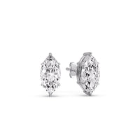6 Prong Marquise Diamonds Solitaire Stud Earring in Basket Setting