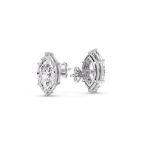 6 Prong Marquise Diamonds Solitaire Stud Earring in Basket Setting