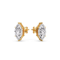 6 Prong Marquise Diamonds Solitaire Stud Earring in Basket Setting