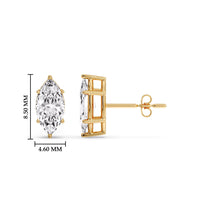 6 Prong Marquise Diamonds Solitaire Stud Earring in Basket Setting