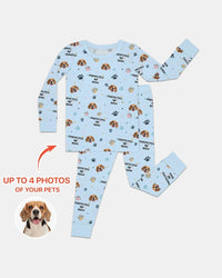 Custom Dogs Photo "Protected By" Bamboo Two Piece Long Sleeve Pajama Set