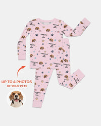 Custom Dogs Photo "Protected By" Bamboo Two Piece Long Sleeve Pajama Set