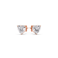 3 Prong Heart Shaped Diamond Solitaire Stud Earring in Basket Setting