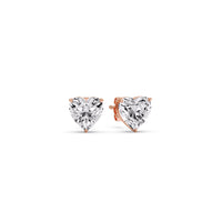 3 Prong Heart Shaped Diamond Solitaire Stud Earring in Basket Setting