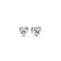3 Prong Heart Shaped Diamond Solitaire Stud Earring in Basket Setting