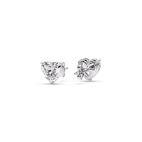 3 Prong Heart Shaped Diamond Solitaire Stud Earring in Basket Setting