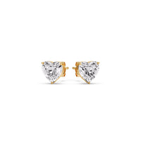 3 Prong Heart Shaped Diamond Solitaire Stud Earring in Basket Setting