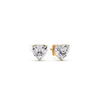 3 Prong Heart Shaped Diamond Solitaire Stud Earring in Basket Setting