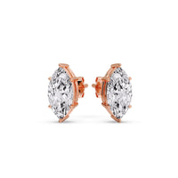 6 Prong Marquise Diamonds Solitaire Stud Earring in Basket Setting