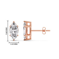 6 Prong Marquise Diamonds Solitaire Stud Earring in Basket Setting