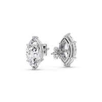 6 Prong Marquise Diamonds Solitaire Stud Earring in Basket Setting