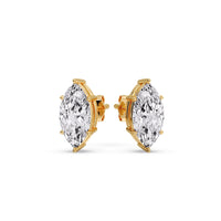 6 Prong Marquise Diamonds Solitaire Stud Earring in Basket Setting