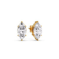 6 Prong Marquise Diamonds Solitaire Stud Earring in Basket Setting