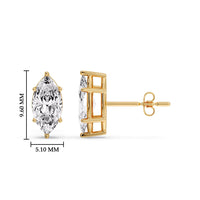 6 Prong Marquise Diamonds Solitaire Stud Earring in Basket Setting